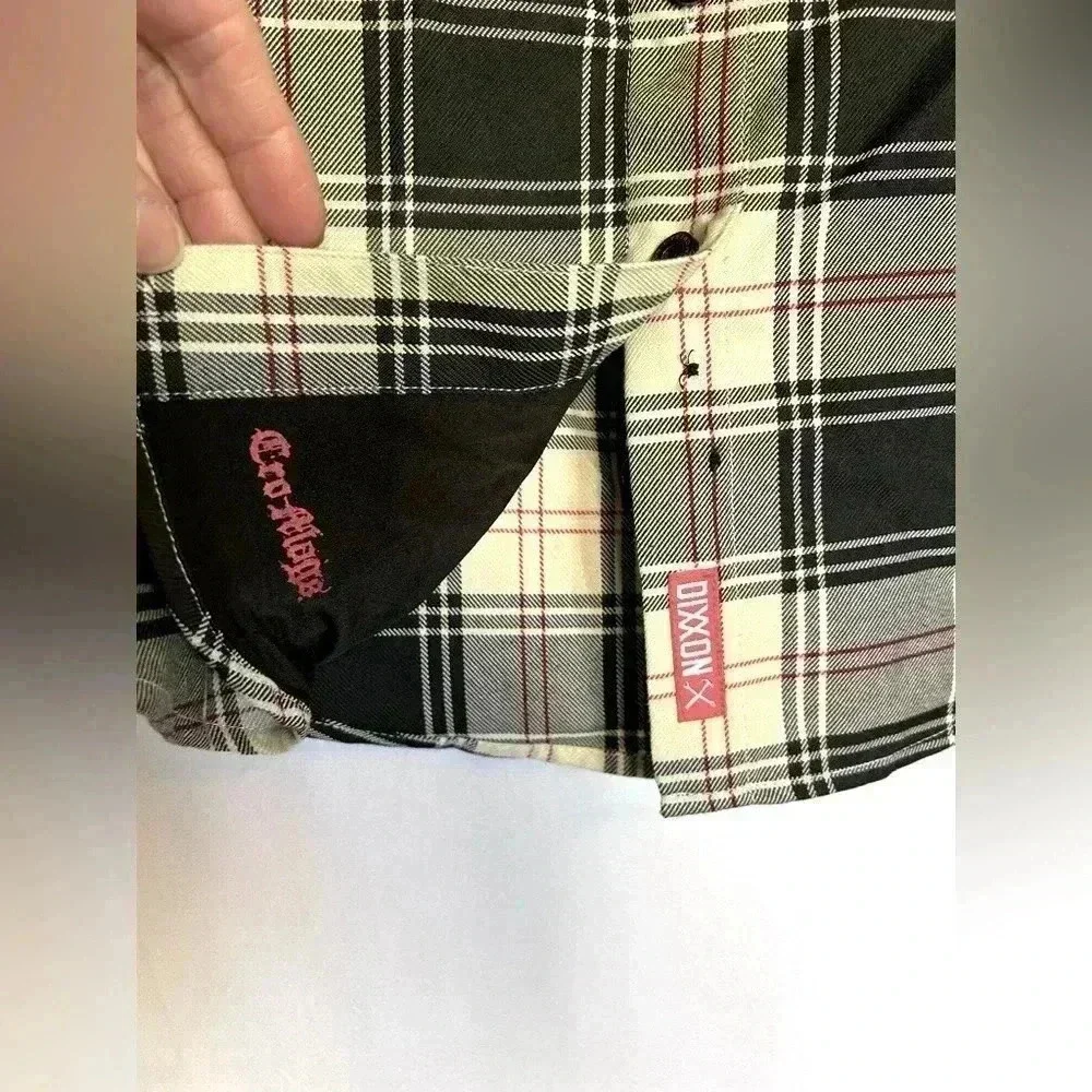 NWT Ladies Dixxon Cro Mags Flannel Cream Red Black Size Small - Picture 5 of 5